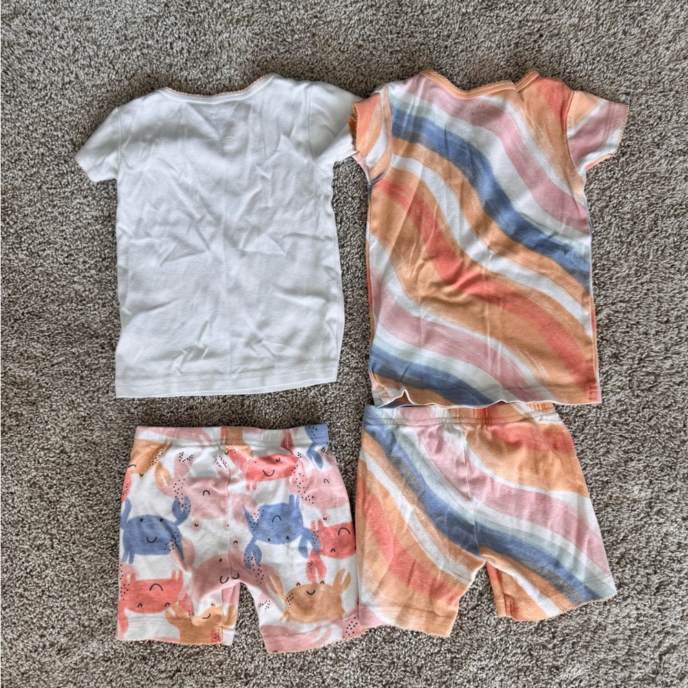 Carters Toddler Pajamas Bundle Shorts Tshirt Crab Rainbow Sleepwear Set size 3T - Picture 10 of 10